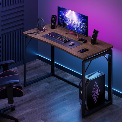 31.5" Folding Desk - Brown, No Assembly Small Foldable Desk for Home, Office, Wooden Top Folding Computer Desk for Working, Writing, Studying