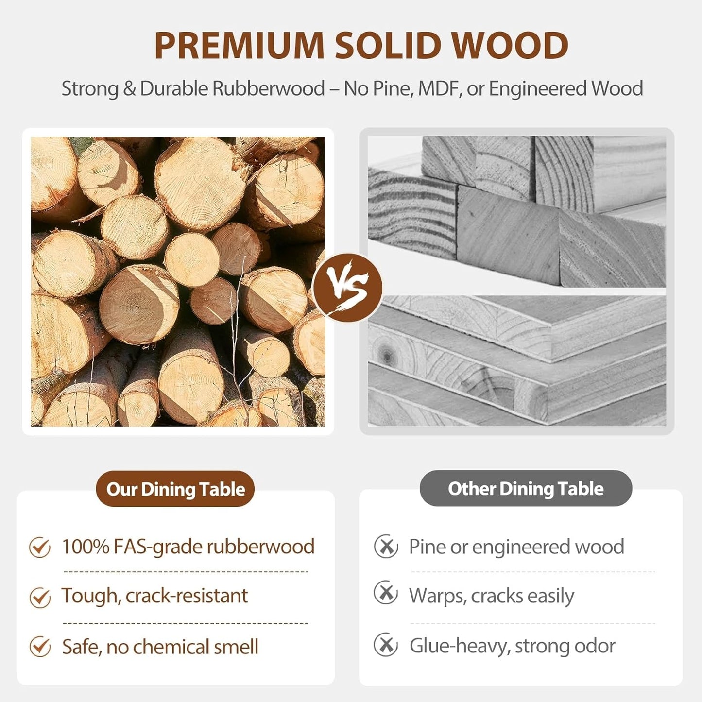 Solid Wood Extendable Dining Table for 4-8 People with Seamless Extension from 47.2 to 63 Inches, Easy Assembly, Expandable Tables for Small Spaces, Dining Room, Kitchen, Living Room, Black