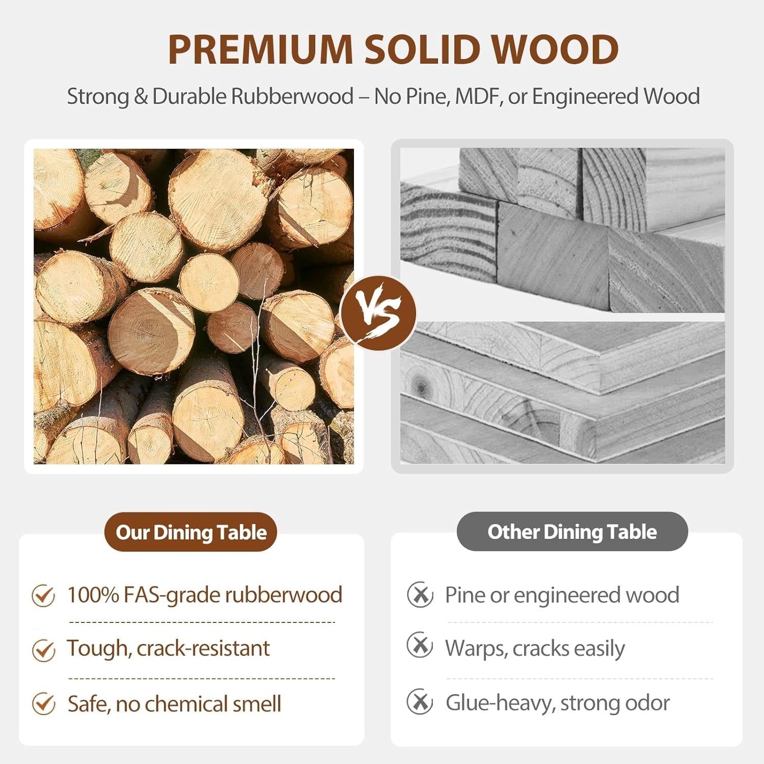 Solid Wood Extendable Dining Table for 4-8 People with Seamless Extension from 47.2 to 63 Inches, Easy Assembly, Expandable Tables for Small Spaces, Dining Room, Kitchen, Living Room, Black