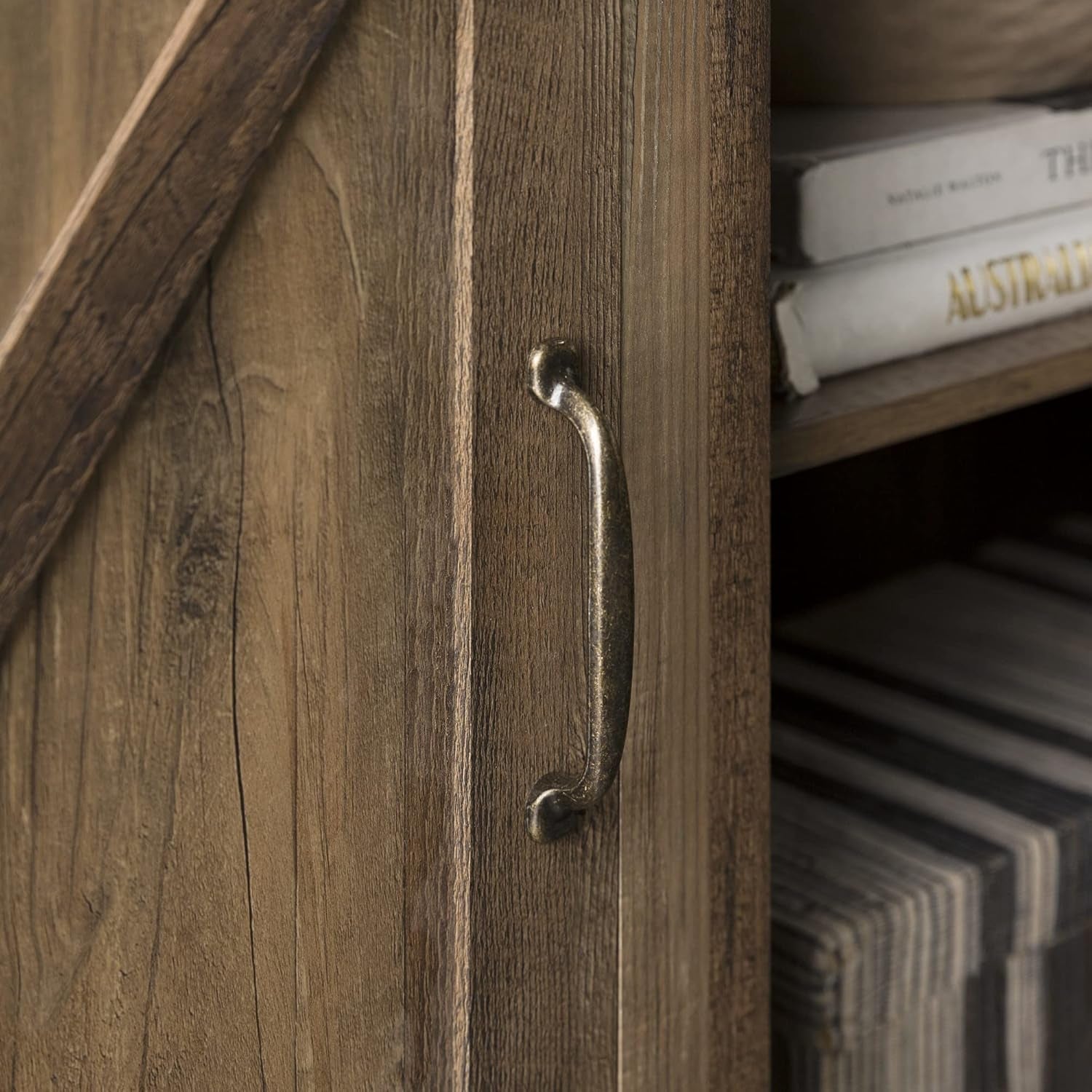 Georgetown Modern Farmhouse Double Barn Door TV Stand for Tvs up to 65 Inches, 58 Inch, Rustic Oak