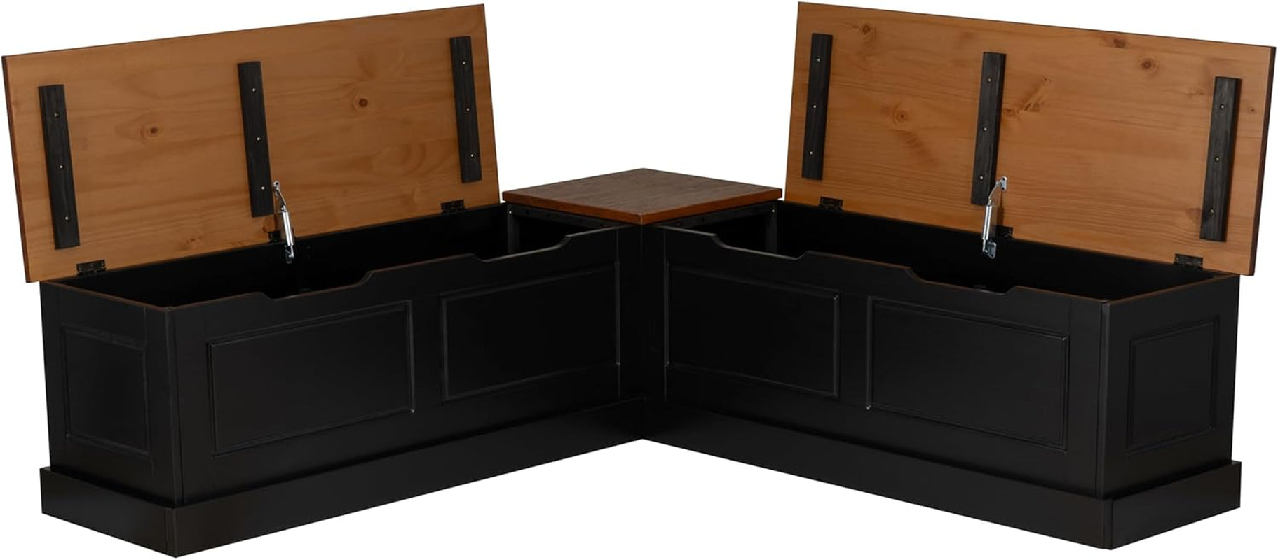 Harris Black and Walnut Backless Kitchen Dining Nook with Hidden Storage Bench Space