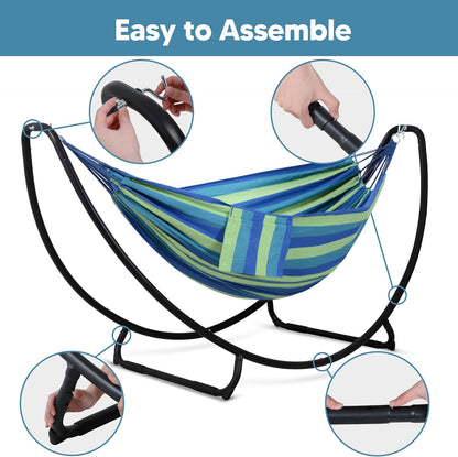 Hammocks Standing Patio Hammock, Portable Hammock with Stand Foldable, Patent Pending, Blue Green