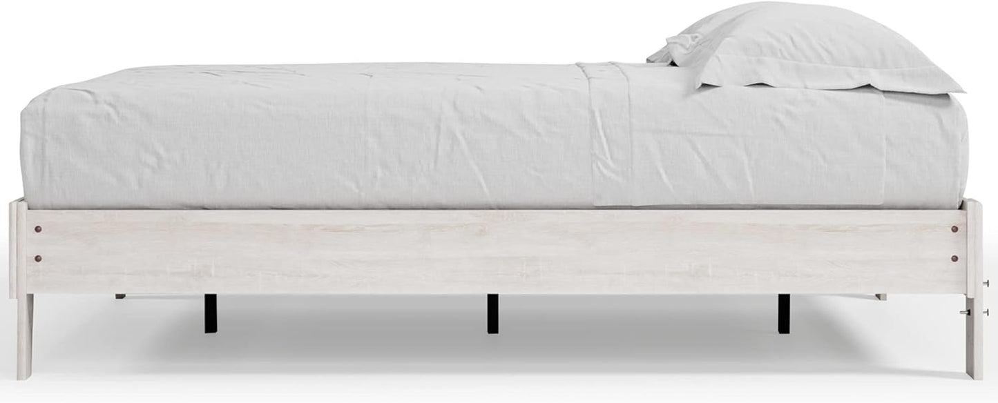 Shawburn Modern Farmhouse Platform Bed, Queen, Whitewash