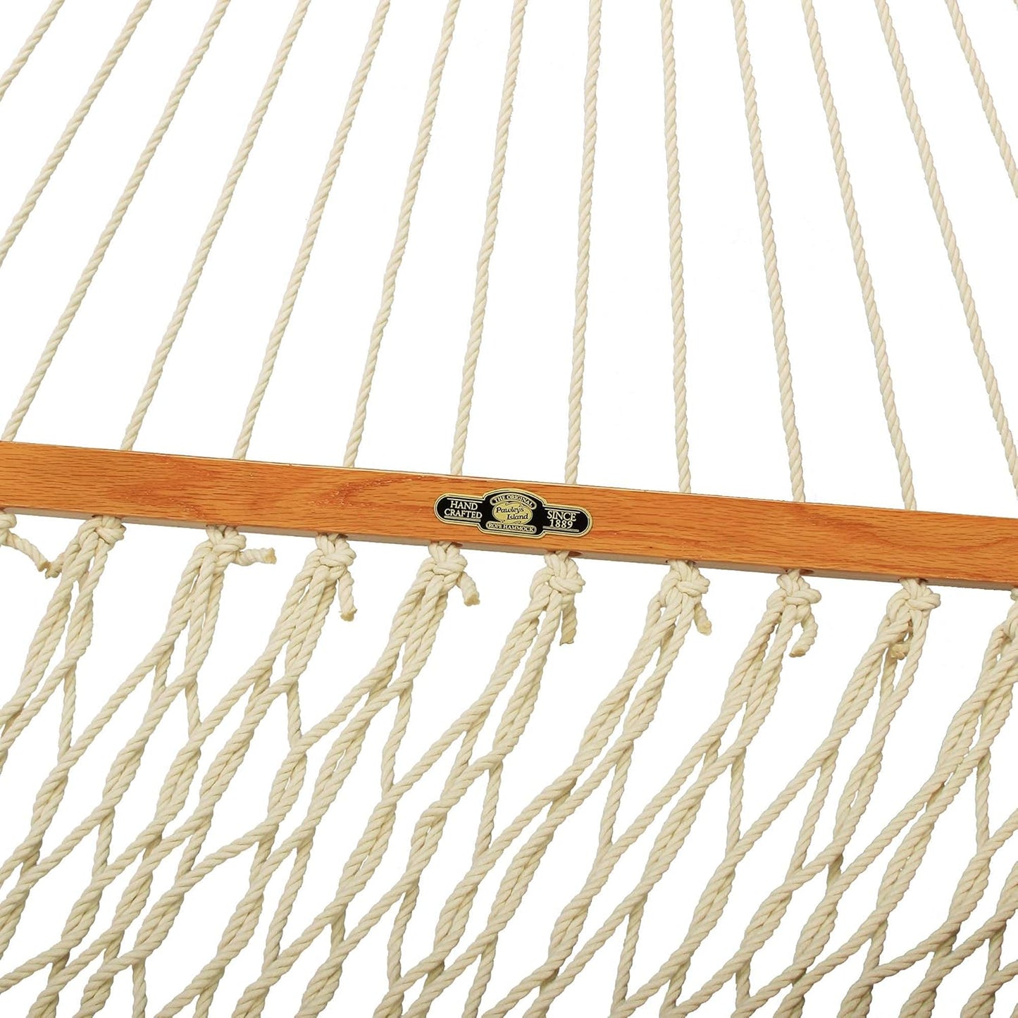 Single Oatmeal Duracord Rope Hammock – 12 Ft. X 50 In., 1-Person, 450 Lb Capacity, Oak Spreader Bar, Zinc-Plated Hardware, Handcrafted in the USA