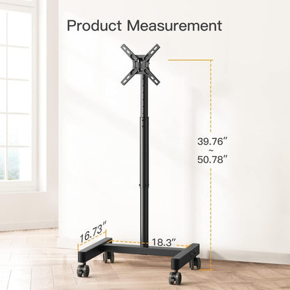 Mobile TV Cart, Rolling TV Stand for 13-50 Inch with 30° Tilt Universal Tvs Cart for LED/LCD/OLED Height Adjustable Floor TV Stand Holds 44Lbs Portable Monitor Stand Max VESA 200X200Mm