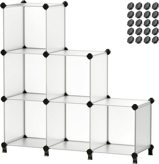 6 Cube Storage Organizer, 11.8 X 11.8 X 11.8 Inch Cubes, 20 ABS Connectors, Each with 8 Slots, White and Black ULPC111W01 and UAULPC0B20