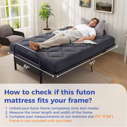 6" Full Size Pillow Top Futon Mattress Replacement(Frame Not Included), Gel Memory Foam, Removable Cover(71X52X6)