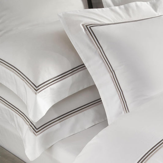 White Pillow Shams King Size Set of 2, 100% Cotton Luxury Hotel 3-Lines Embroidered Pillowcases, 400TC Sateen Weave Decorative Pillow Cases with Envelope Closure for Bedding, 20X36 Inches