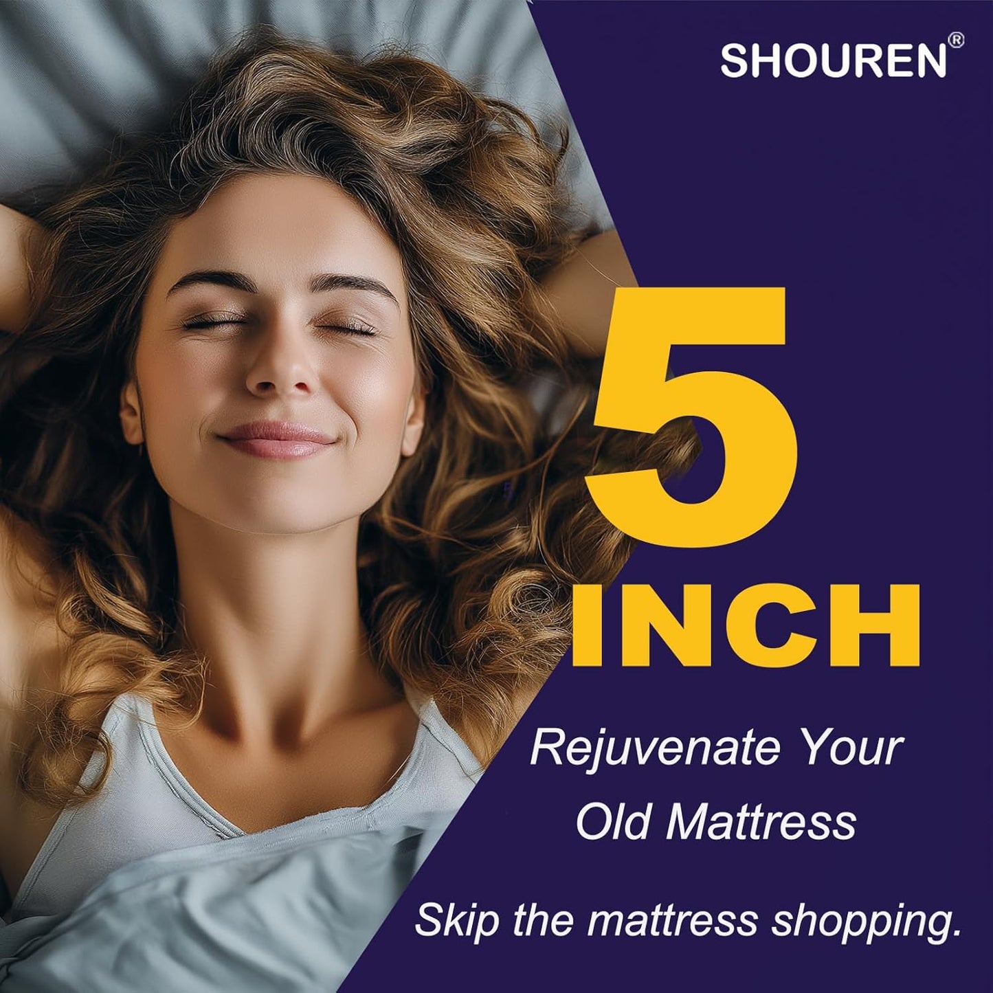 5 Inch Memory Foam Mattress Topper Queen, Extra Soft Pillow Top Bed Topper for Back Pain Relief, Fluffy Shredded Memory Foam Filling with down Alternative Cover, 60X80X5