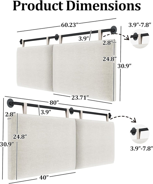 Headboards Queen Size Bed Headboard Wall Mounted with Linen Upholstery Hanging Headboard for Bedroom, Beige
