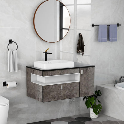 Matte Black Bathroom Accessories Set,  4 Pieces Bathroom Hardware Set, 24 Inch Towel Bar, Towel Racks for Bathroom, Robe Towel Hooks, Toilet Paper Holder Wall Mounted