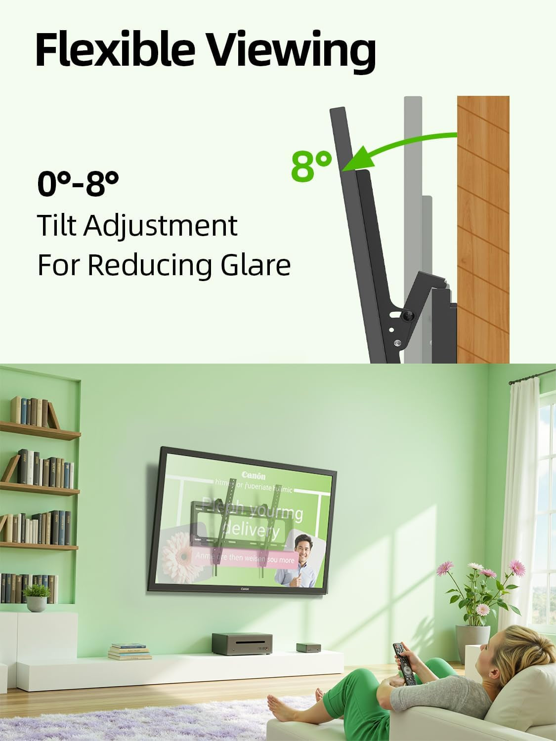 Tilting TV Wall Mount Bracket Low Profile for Most 26"-60" LED, LCD, Flat Television, TV Bracket Tilt Mount for VESA 400X400Mm- up to 99Lbs, Quick Lock and Release Fits 12" 16" Stud