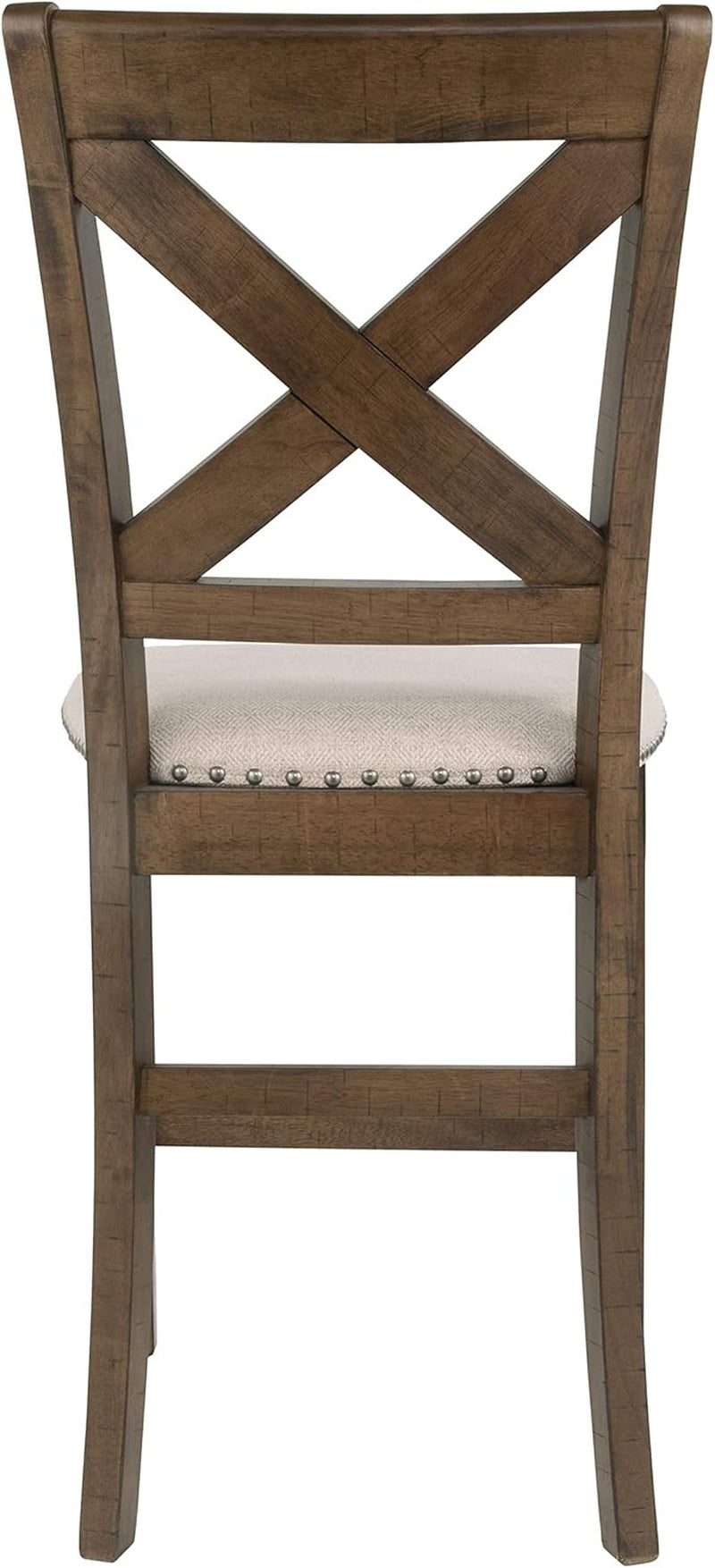 Moriville Rustic Farmhouse 24.5" Upholstered Barstool, 2 Count, Beige & Brown