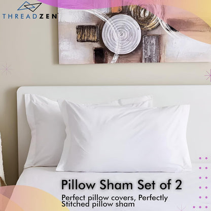 King Pillow Sham 20X36 Size, Set of 2 Long Staple 100% Egyptian Cotton Pillow Protector - Cushion Cover/Case Home Decorative - Hotel Style Soft & Breathable Envelope Closure, White