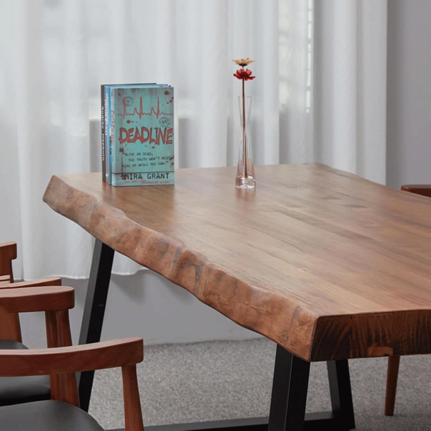 Pine Computer Desk, Modern Solid Wood Home Office Desk, Long Rural Farmhouse Pine Dining Table, Administrative Workstation Computer Desk, Suitable for Living Room and Dining Room (47Inch)