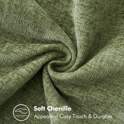 Pack of 2 Fall Couch Throw Pillow Covers 18X18 Inch Sage Green Farmhouse Decorative Pillow Covers with Stitched Edge Soft Chenille Solid Dyed Spring Pillow Covers for Sofa Bed Living Room