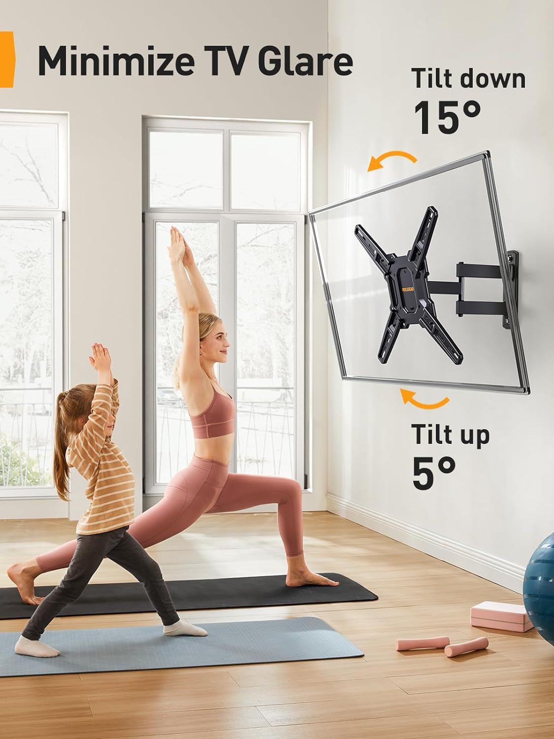 Full Motion TV Mount for Most 26–65 Inch Flat or Curved Tvs up to 82 Lbs, Wall Mount TV Bracket with Articulating Arms, Tool-Free Tilt, Swivel, Extension, Max VESA 400X400Mm, PGMF3
