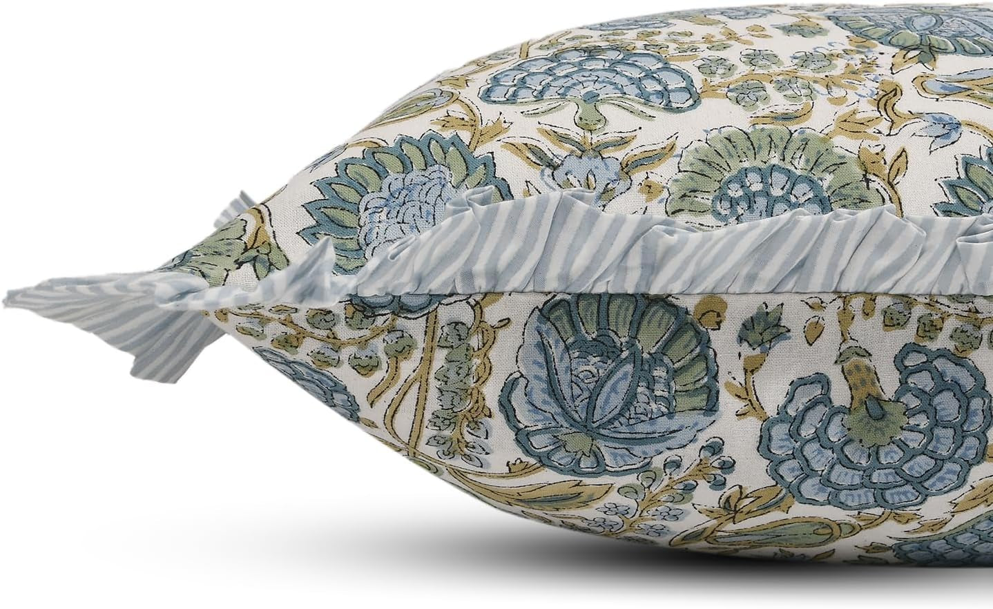 Modern Farmhouse Pillow Covers Decorative Cotton Throw Pillow Covers Set of 2 Asparagus Green Cushion Covers with Ruffle for Couch Sofa Bed Living Room Spring Home Decor 20X20