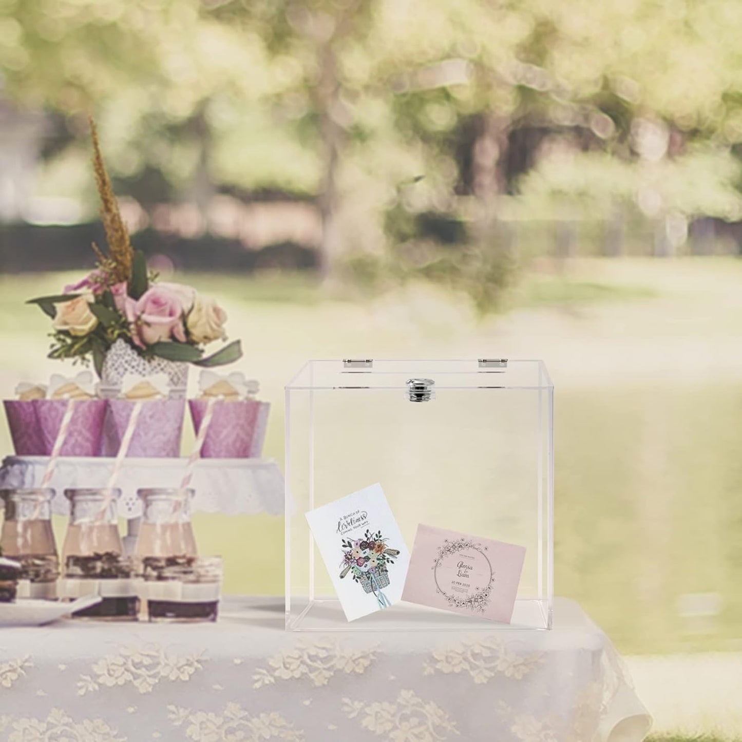 Acrylic Donation Box 10X10X10 Inches, Ballot Suggestion Box Money Storage Container for Voting, Charity, Ballot, Contest, Suggestions