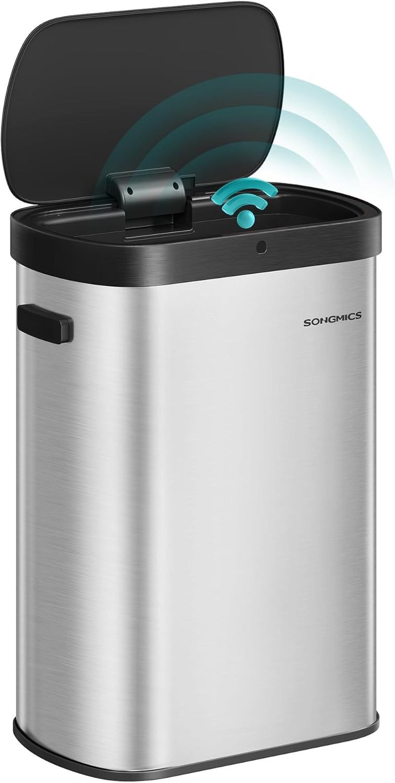 Motion Sensor Trash Can, 13-Gallon (50 L) Automatic Garbage Can with Soft Close Lid, Stainless Steel, Wave or Touch to Open, Includes 15 Bags, Metallic Silver and Ink Black ULTB640E01