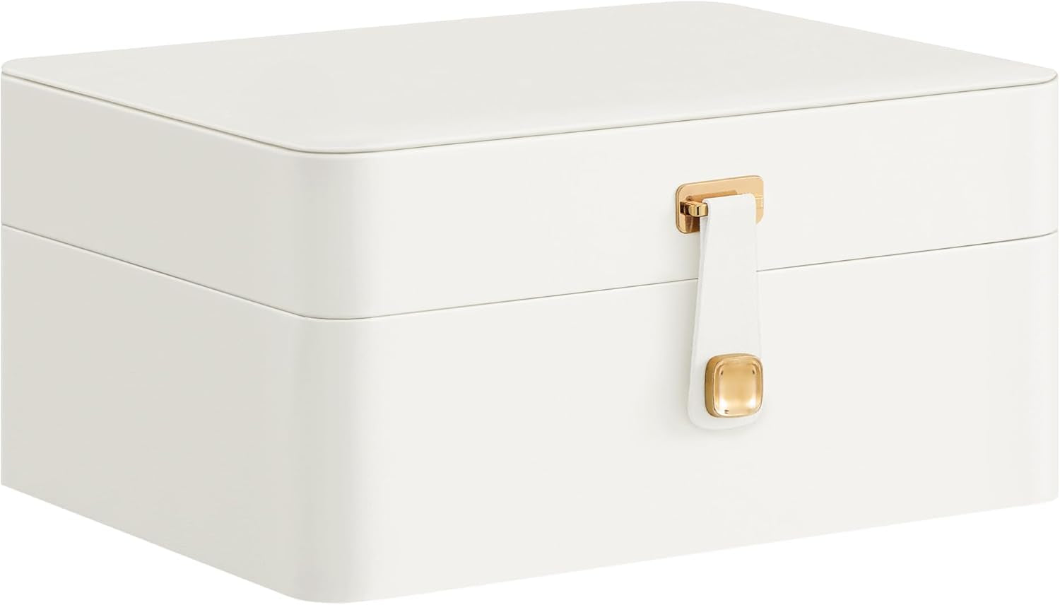 Jewelry Box Organizer with Mirror, 2-Layer Jewelry Holder Case, Removable Tray, 6.9 X 8.7 X 4.3 Inches, Earring Necklace Storage, Gift Idea, Cloud White UJBC200W01