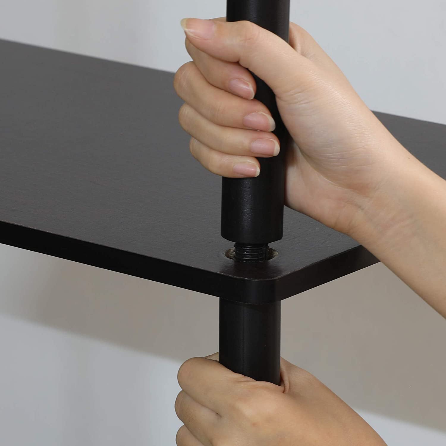 Turn-N-Tube No Tools 3D 3-Tier Entertainment TV Stand up to 50 Inch TV, round Tubes, Walnut