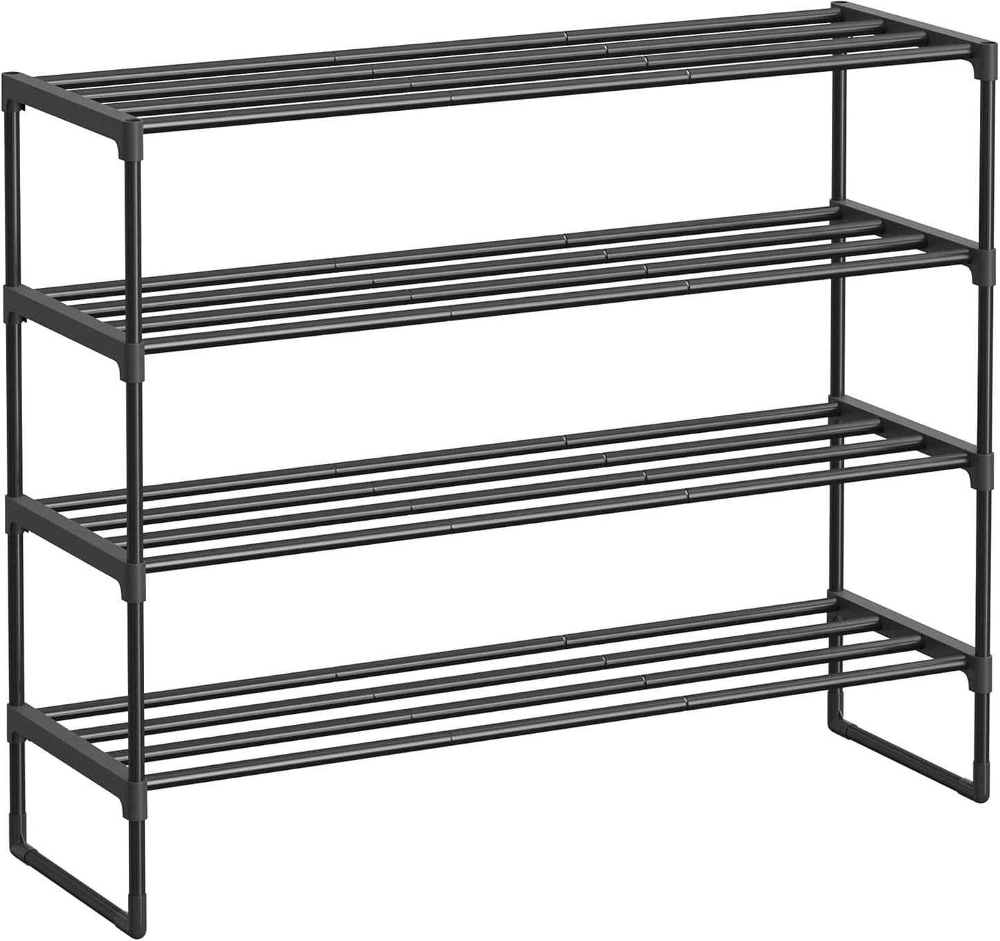 Shoe Rack, 3-Tier Shoe Organizer, Metal Storage Shelf, Upright or Upside Down, for 16-20 Pairs, Stackable, for Entryway, 11.8 X 36.2 X 21.7 Inches, Black ULSA303B02