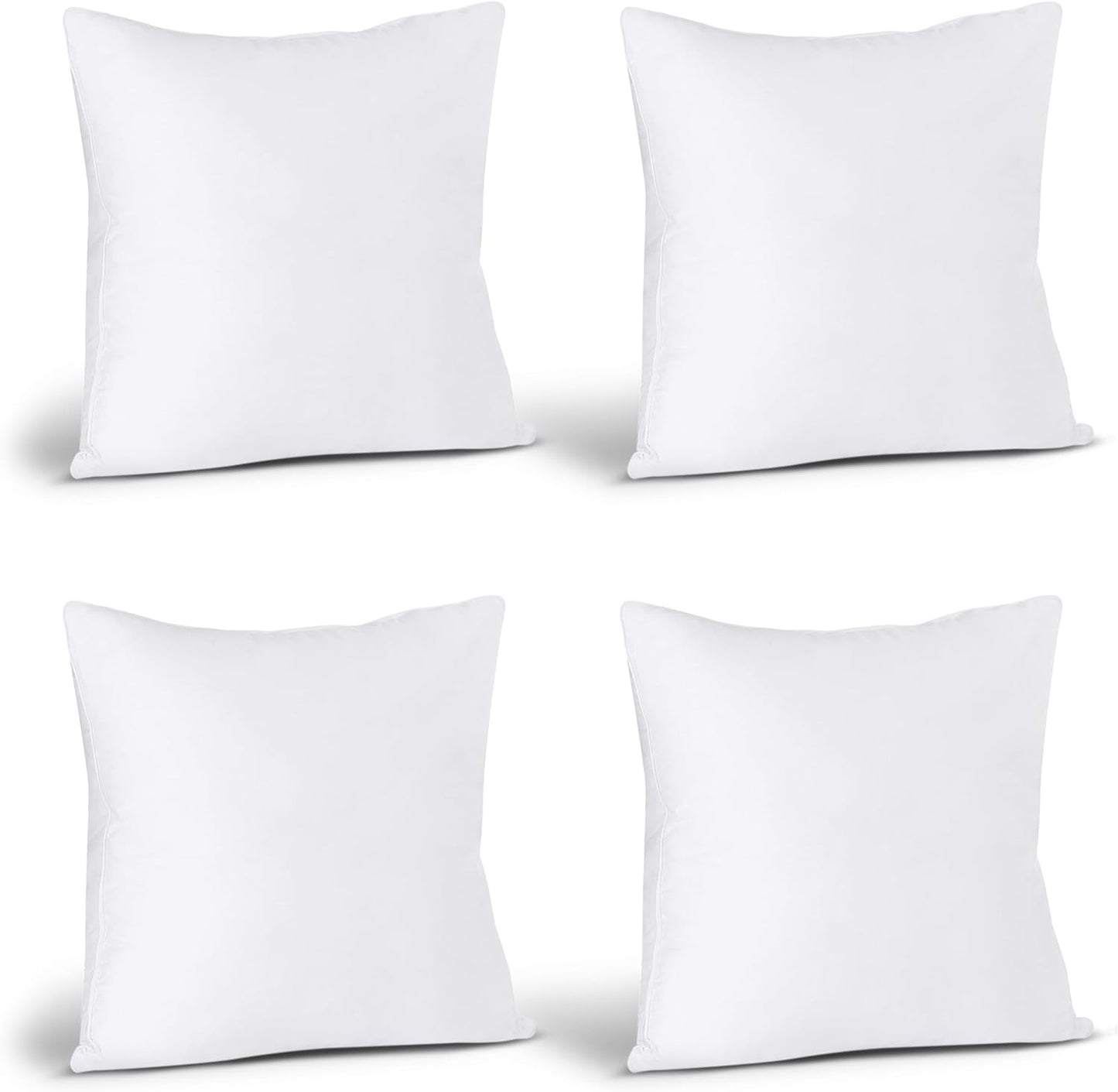 Throw Pillows (Set of 4, White), 18 X 18 Inches Pillows for Sofa, Bed and Couch Decorative Stuffer Pillow