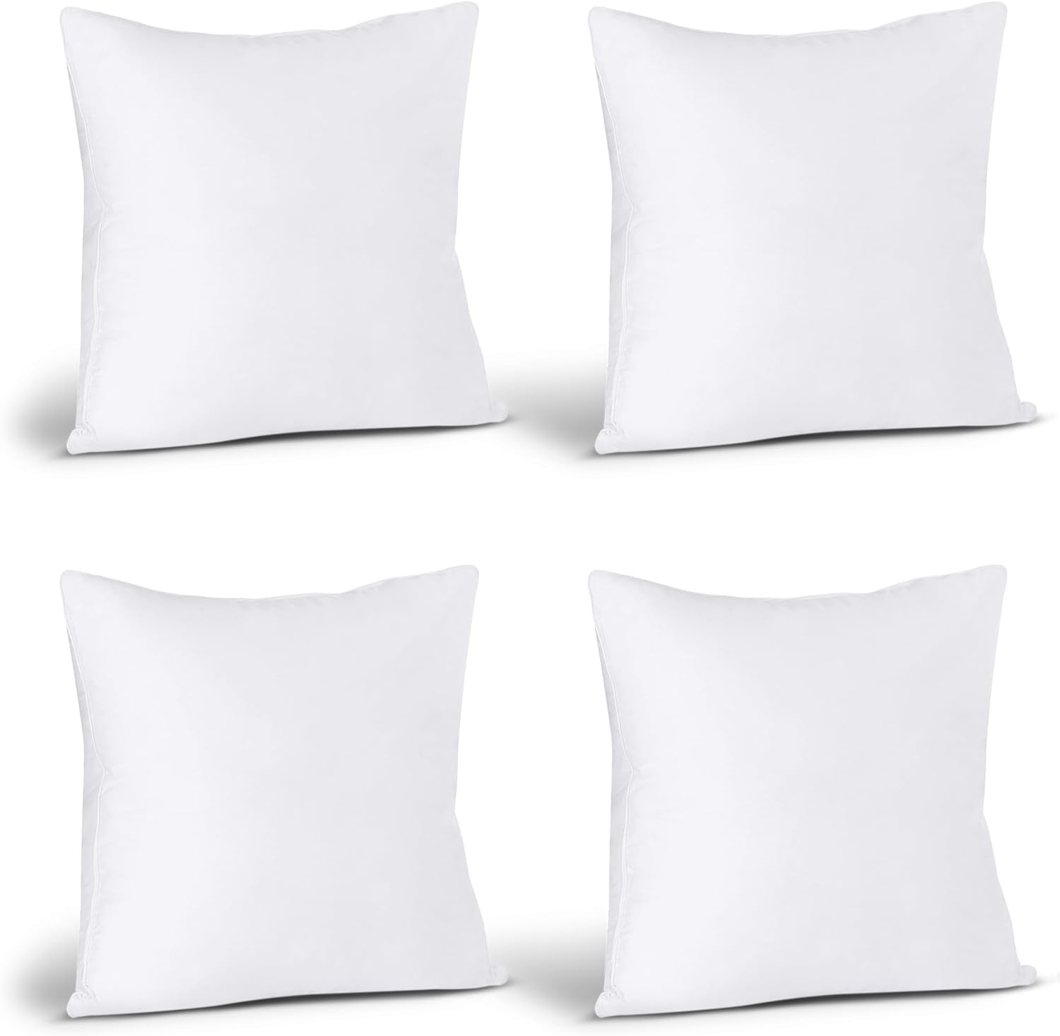 Throw Pillows (Set of 4, White), 18 X 18 Inches Pillows for Sofa, Bed and Couch Decorative Stuffer Pillow
