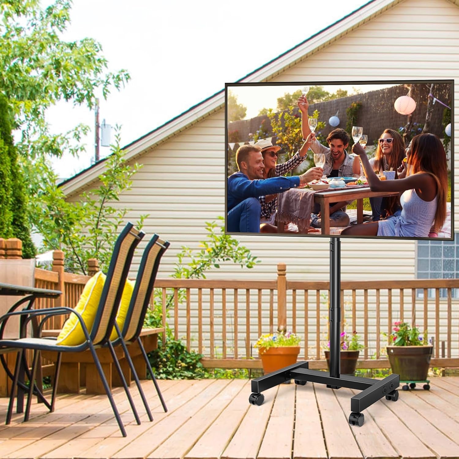 Mobile TV Cart Rolling TV Stand for 13-50 Inch Screens, Tilting and Rotating Mount, Portrait to Landscape, Height Adjustable Portable TV Stand with Wheels Holds up to 44Lbs Max VESA 200X200Mm