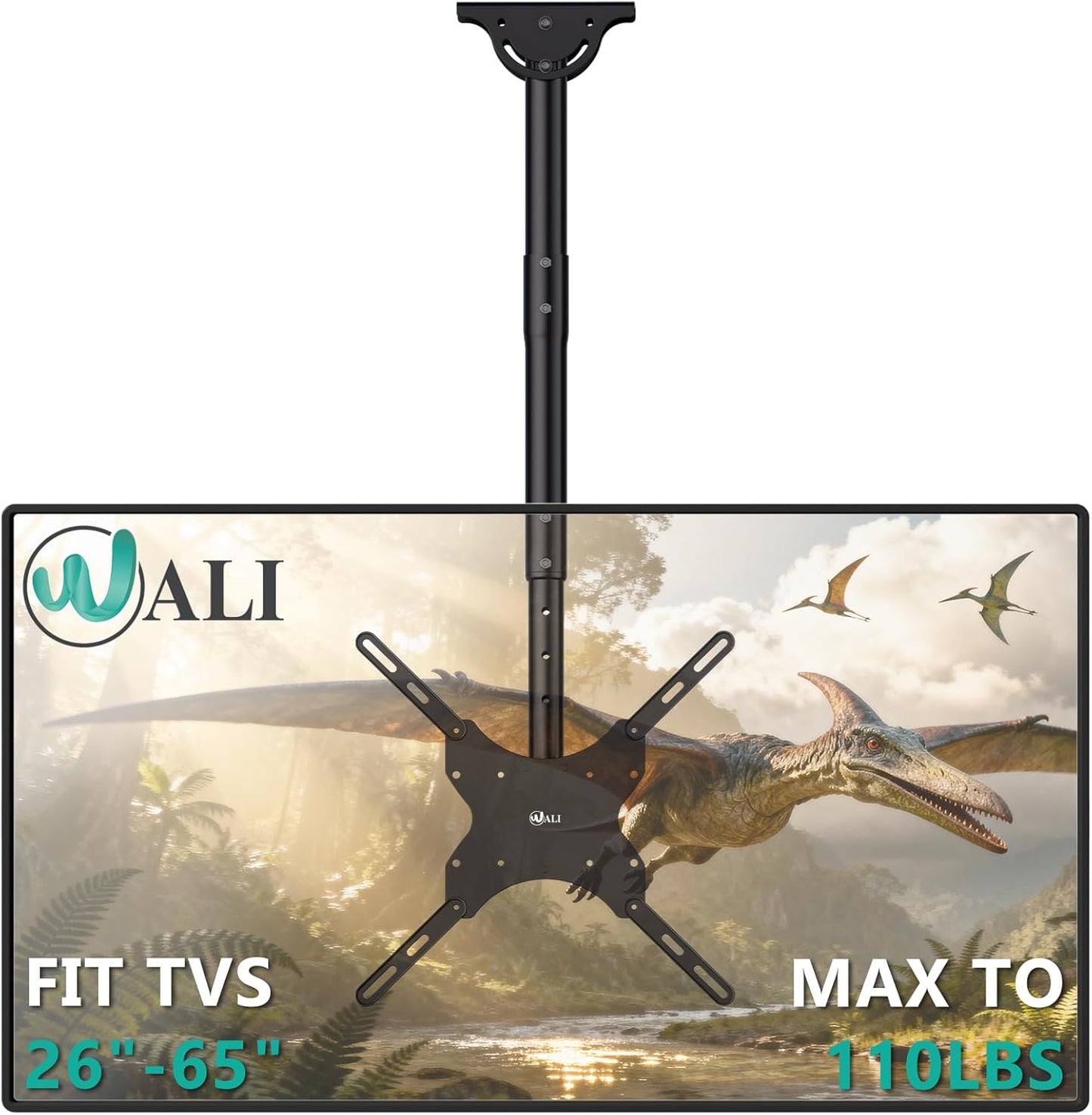 Ceiling TV Mount for 26-65 Inch LCD LED OLED 4K Tvs, Hanging Pole Ceiling Mount Tvs Bracket up Down, TV Mounts for Gym Patio Gazebo, up to 110Lbs, Max VESA 400X400Mm (CM2665), Black
