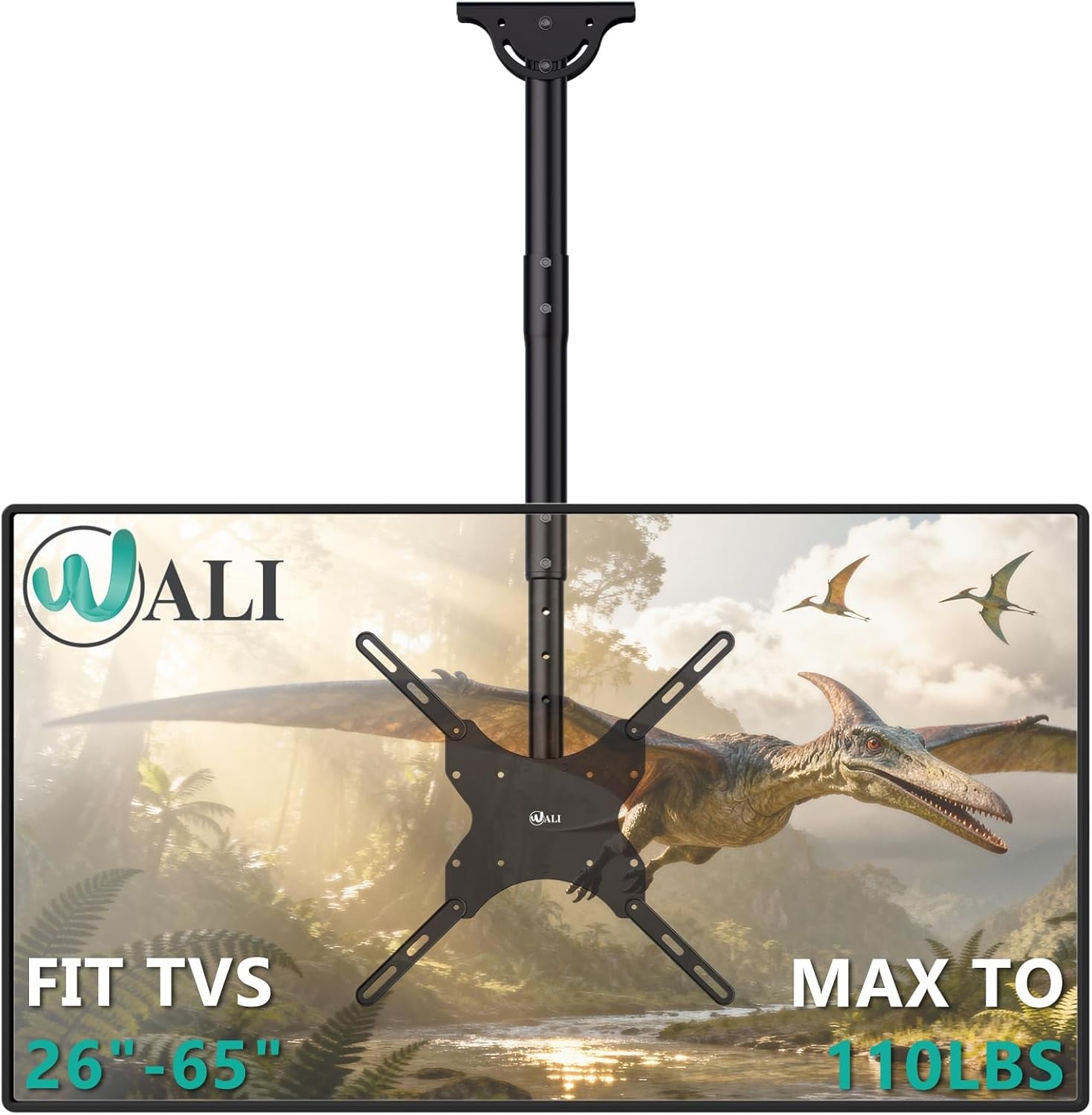Ceiling TV Mount for 26-65 Inch LCD LED OLED 4K Tvs, Hanging Pole Ceiling Mount Tvs Bracket up Down, TV Mounts for Gym Patio Gazebo, up to 110Lbs, Max VESA 400X400Mm (CM2665), Black