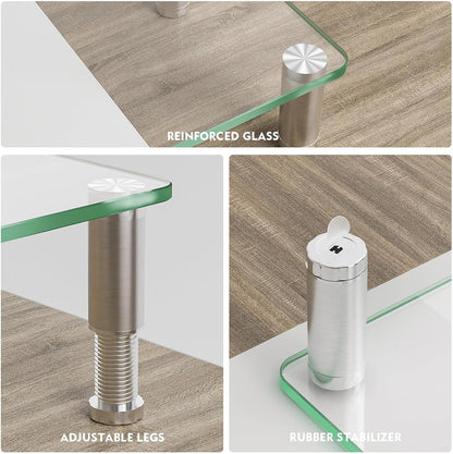 2 Pack Computer Monitor Riser with Height Adjustable Multi Media Desktop Stand for Flat Screen LCD LED TV, Laptop/Notebook/Xbox One