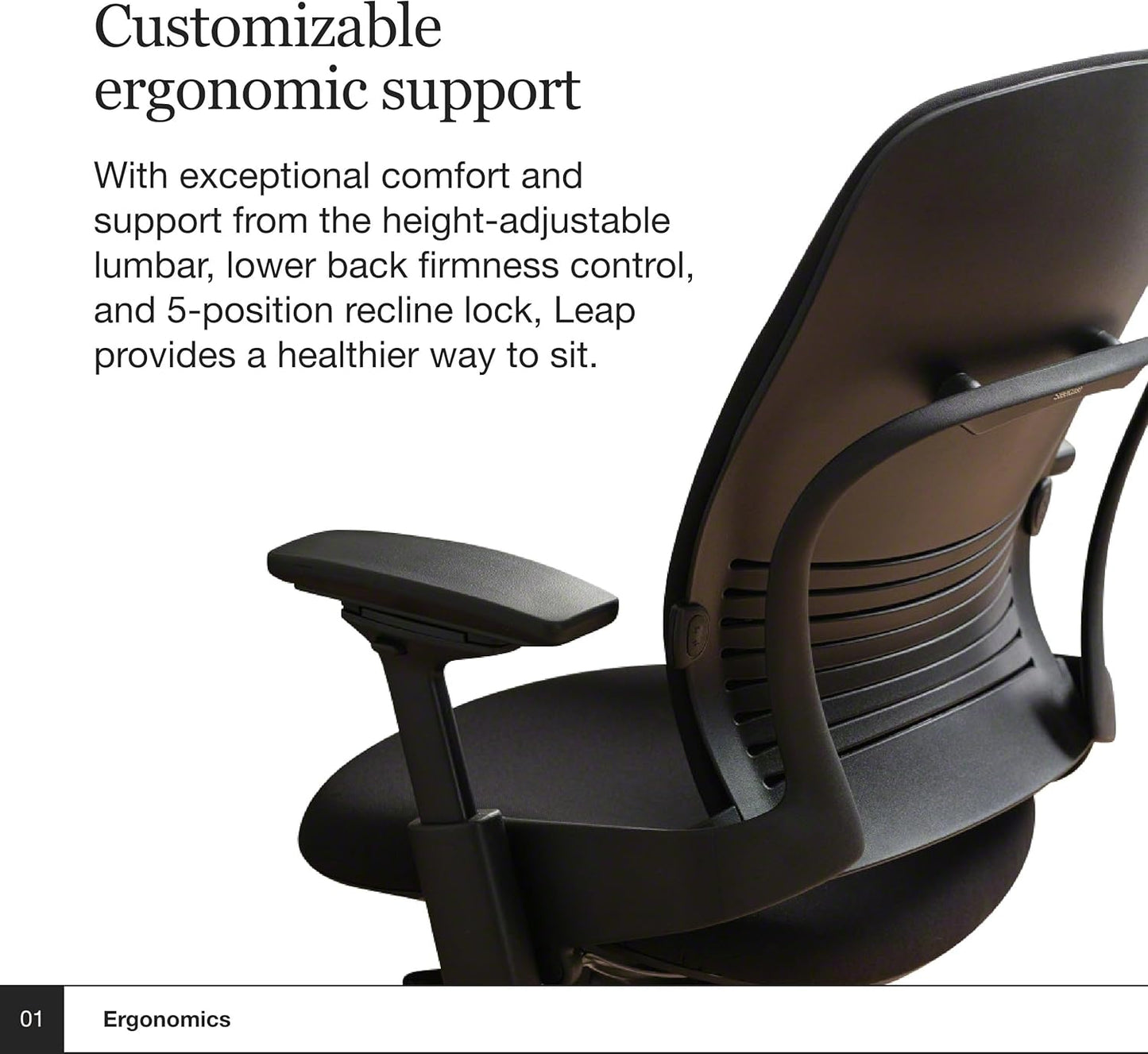Leap Office Chair V2 - Ergonomic Work Chair with Wheels for Carpet Flooring - Work Chair Supports Unique Body Shape - with Natural Glide System & Liveback Technology - Black Leather