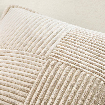 Decorative Throw Pillow Covers for Couch Bed Livingroom 18X18 Inch Set of 2 Beige Boho Accent Throw Pllows Broadside Striped Patchwork Soft Corduroy Pillowcases