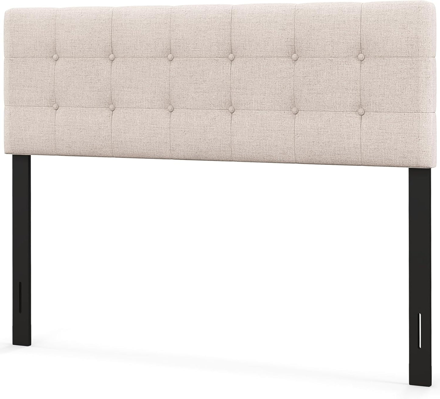 Linen Upholstered Headboard, Adjustable Width Button Tufted Headboard Only with Solid Wood Legs, Attach Frame, Modern Headboards for Queen Full Size Bed, Beige