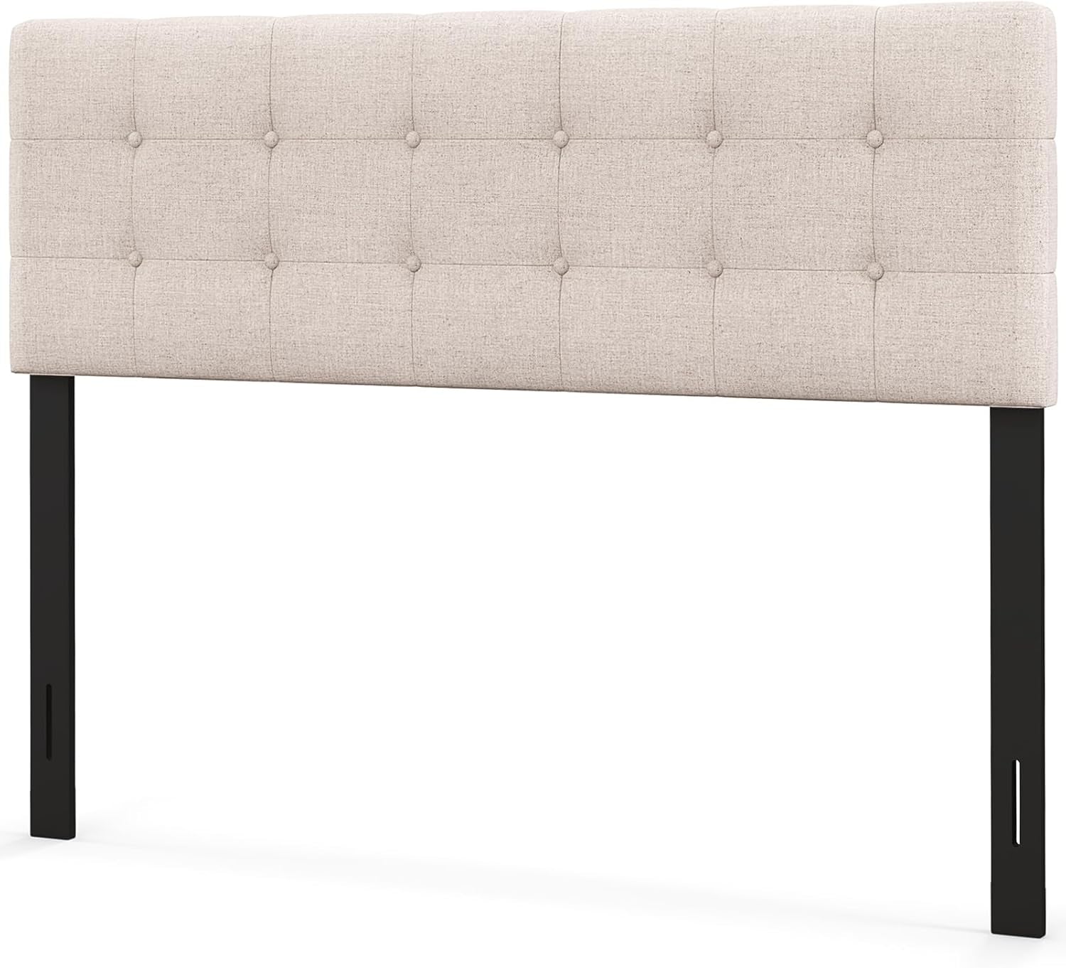 Linen Upholstered Headboard, Adjustable Width Button Tufted Headboard Only with Solid Wood Legs, Attach Frame, Modern Headboards for Queen Full Size Bed, Beige