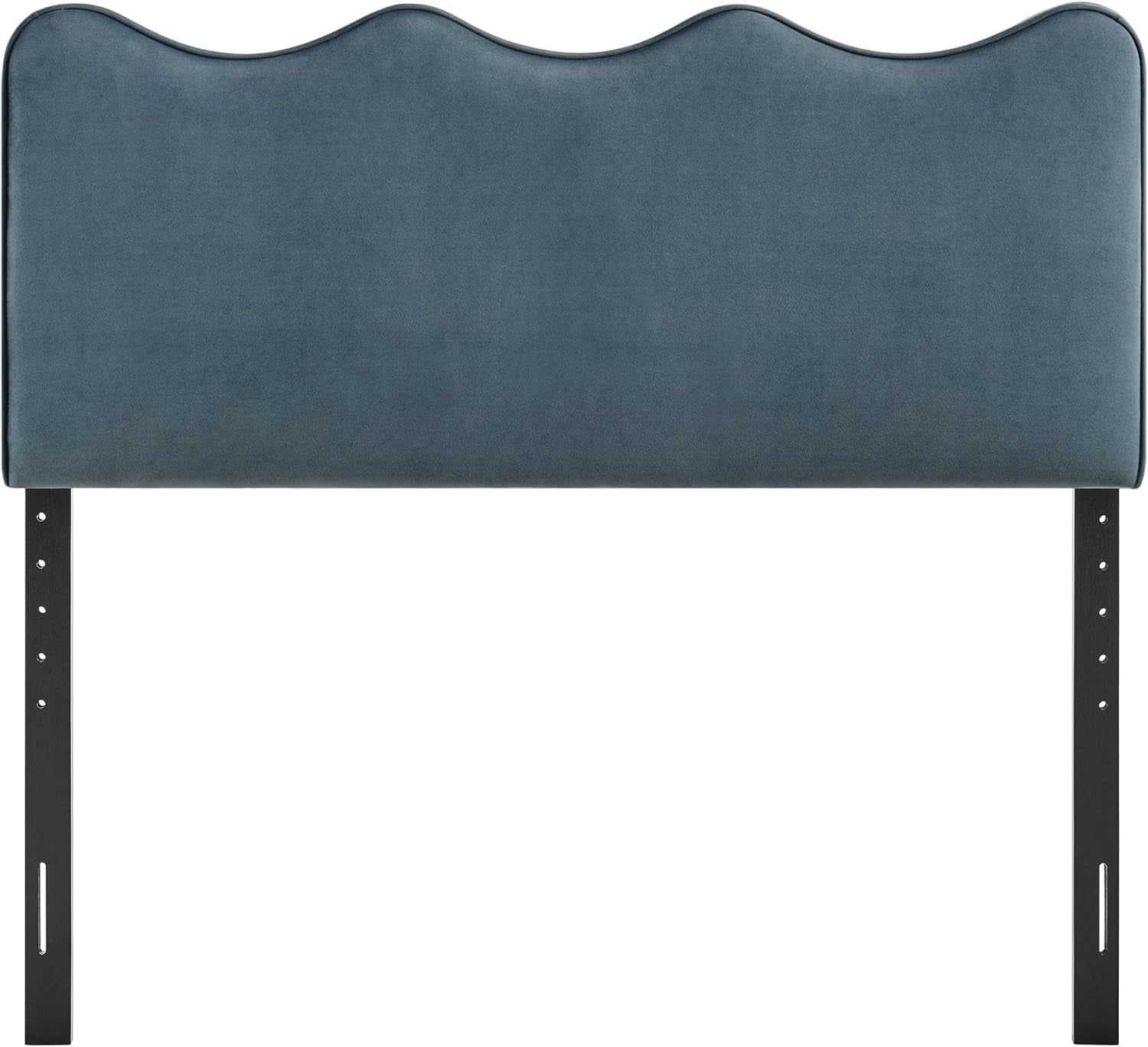 Monday Athena King Size Performance Velvet Adjustable Headboard in Cadet Blue - with Scalloped Wave Design and Stain-Resistant Velvet Upholstery