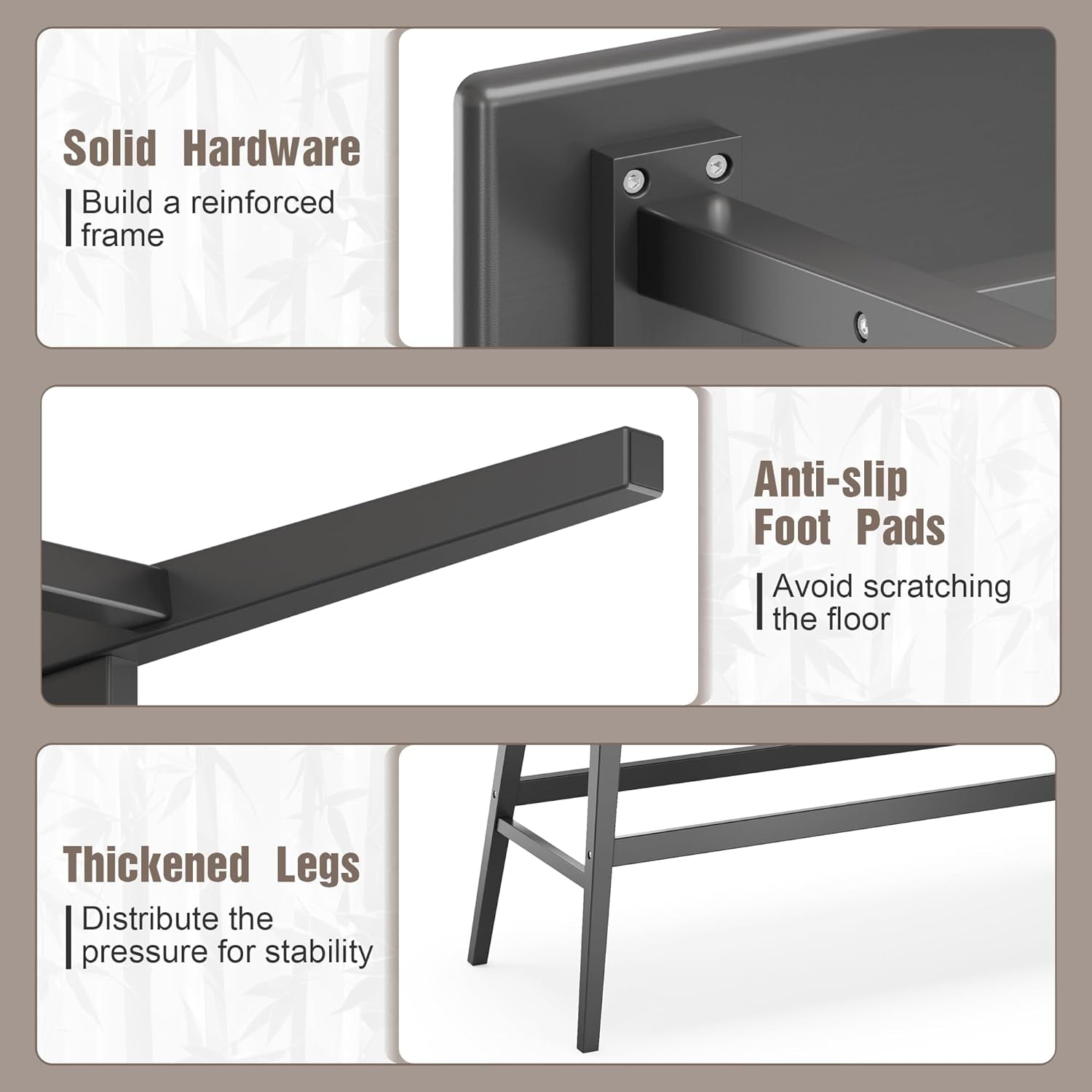 Bamboo Dining Bench, Black Entryway Bench with Spindle Back Farmhouse Wood Windsor for Foyer Balcony Living Room (Nature) (Black)