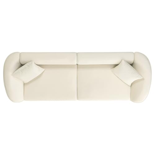 87" Large Couch, Comfy Upholstered Loveseat with Extra Deep Seats, Velvet Sofa for Living Room Apartment Office, Beige