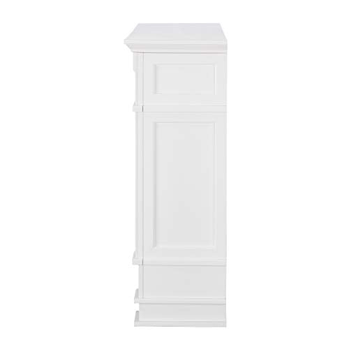Highgate Faux Cararra Marble Touch Screen Electric Media Fireplace - White - Transitional Design, Glass and Wood - Ideal for Living Room, Bedroom (FR9322)