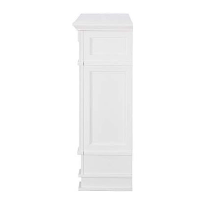 Highgate Faux Cararra Marble Touch Screen Electric Media Fireplace - White - Transitional Design, Glass and Wood - Ideal for Living Room, Bedroom (FR9322)