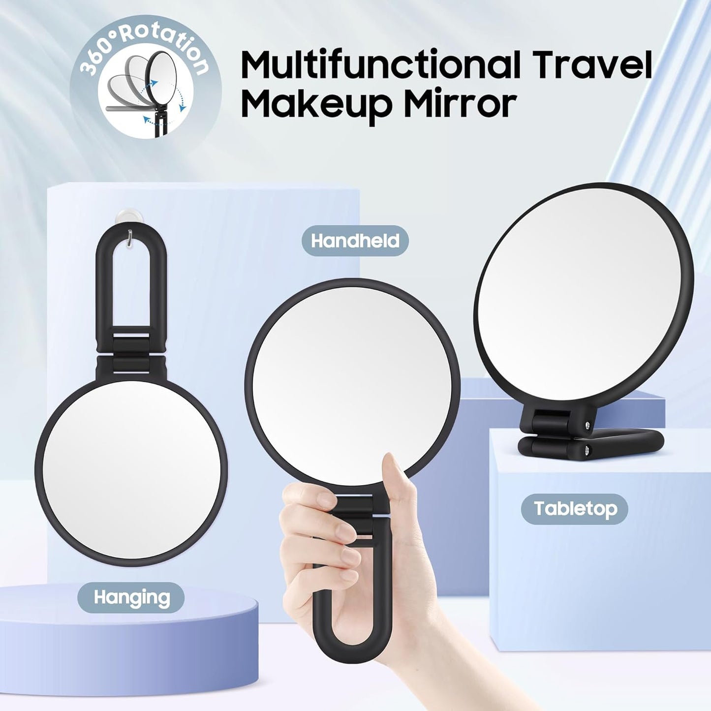 40X Magnifying Mirror, Hand Mirror for Makeup, Double Sided with 40X/1X Magnification, Travel Essential, Portable Foldable for Desktop and Bathroom, Gift for Women, Frosted Black