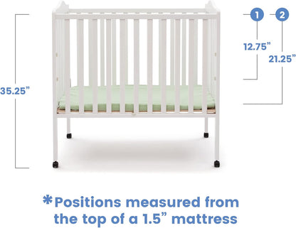 Folding Portable Mini Baby Crib with 1.5-Inch Mattress - Greenguard Gold Certified, White