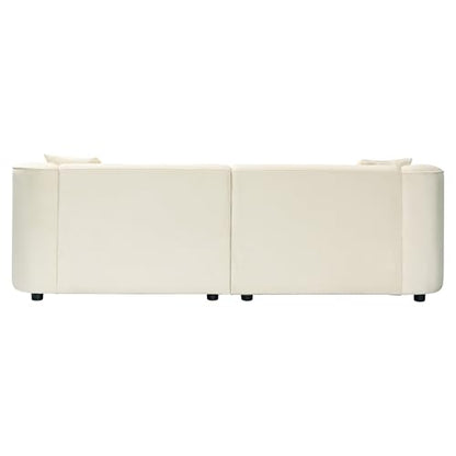 87.50" Velvet Curved Oversized 2 Seater Sofa, Upholstered Couch Chair, Soft Seating Lounge Sofa, Cozy Loveseat with Armrest, Reading Loveseat for Living Room, Home Rest, Cream