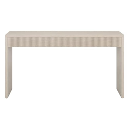 55" Rectangular Fluted Console Table, Ribbed Entryway Table, Sofa Table for Entryway, Living Room, Couch, Hallway, or Office, Beech White