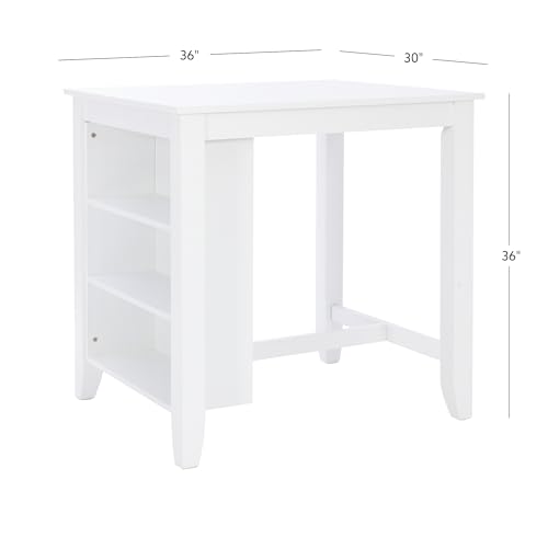 Powell Conolly White Counter Height Space Saving Dining Table with Storage Shelves