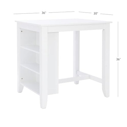 Powell Conolly White Counter Height Space Saving Dining Table with Storage Shelves