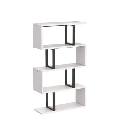 5-Tier S-Shaped Bookcase, Modern Display Shelf, Cream White, view 5