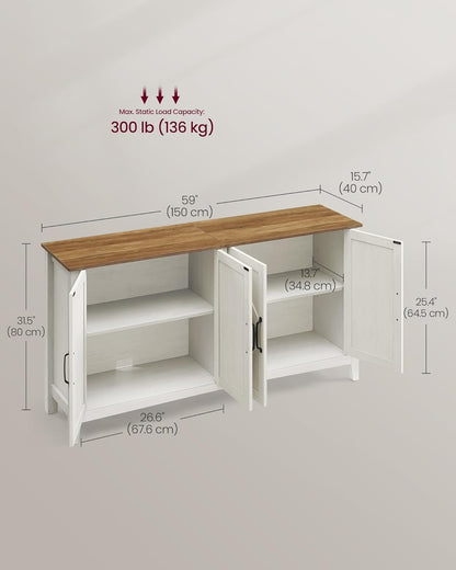 LIRY Collection - Storage Cabinet, Buffet Cabinet, Sideboard, Credenza, with Adjustable Shelves, for Living Room, Entryway, Rustic White and Honey Brown ULSC381W01